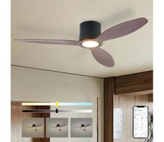 ZEVENTI - LED lubinis ventiliatorius VENTORA LED/24W/230V Wi-Fi Tuya juodas/riešutas + nuotolinis pultas