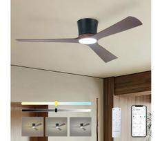 ZEVENTI - LED lubinis ventiliatorius AUREX LED/24W/230V Wi-Fi Tuya juodas/riešutas + nuotolinis valdymas