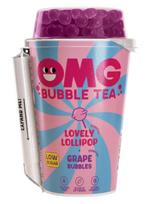 OMG BUBBLE TEA Ledinukų skonio gaivusis gėrimas su arbatos ekstraktu ir raudonųjų vynuogių skonio burbuliukais, 265 ml