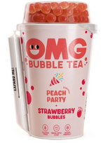 OMG BUBBLE TEA Persikų skonio gaivusis gėrimas su arbatos ekstraktu ir braškių skonio burbuliukais, 265 ml