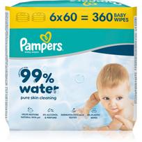 Pampers 99% Water Baby Wipes drėgnosios valomosios servetėlės vaikams 6x60 vnt.