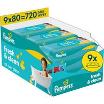 Pampers Fresh & Clean drėgnosios valomosios servetėlės vaikams 9x80 vnt.