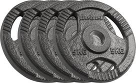 Olimpinis ketaus svorių rinkinys 4x5kg, 51mm skylė, diskas su rankenomis, REBEL ACTIVE | nocode-15567385