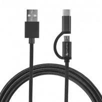 USB-A to Micro-USB and USB-C Cable ComboCord 1m., black