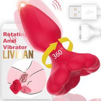 Rožinio dizaino analinis kaištis - vibratorius LIVMAN USK-A13 su 9 vibracijos ir sukimosi režimais