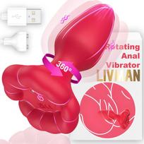 Rožinio dizaino analinis kaištis - vibratorius LIVMAN USK-A13 su 9 vibracijos ir sukimosi režimais
