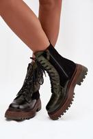 Aulinukai tamsiai žali su platforma odiniai Step in Style