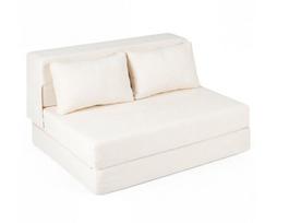 Costway 3 viename sulankstoma sofa-lova, šenilinė,smėlio spalvos