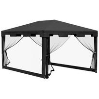 Pavijonės palapinė 4x3m, tinklinės sienos, metalas+PE, tamsiai pilka