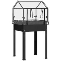 Pakeltas sodinimo lovelis, metalas, 60x60x120 cm, juodas