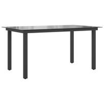 Sodo stalas，Lauko stalas, juodas, 150x90x74cm, aliuminis ir stiklas CFE636895