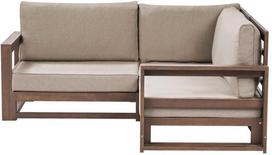 Lauko baldų komplektas Beliani 2 vietų sodo kampinė sofa TIMOR Modulinė Sertifikuota akacijos mediena Tamsiai ruda