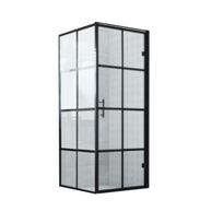 Dušo durys ET-205 su fiksuota sienele 90x190 cm, Juodos matinės