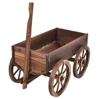 Costway gėlių vežimėlis medinis augalų vežimėlis su 4 ratais gėlių vežimėlis 120 x 43 x 53,5 cm ruda