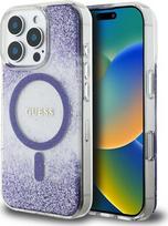 Guess blizgus MagSafe dėklas iPhone 16 Pro Max – violetinis