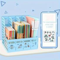 1 vnt 4-stulpeliai Morandi Kawaii knygų laikiklis dėklas.,  Dangaus mėlynumo
