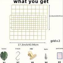 Tinklelio vielos lenta kambario sienų dekorui, Grid Wall Gold X2