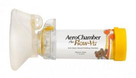 AEROCHAMBER Plus Flow-Vu Antistatinė tarpinė kamera su vožtuvu vidutinio dydžio kaukė 1-5 metų vaikams