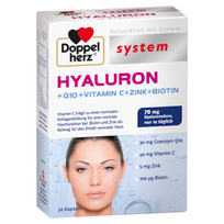 DOPPELHERZ hyaluron+Q10+vitamin C+zink+biotin tabletės N30