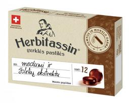 HERBITASSIN su medumi ir žolelių ekstraktu gerklės pastilės N12
