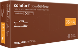 PIRŠTINĖS lateksinės nesterilios be pudros COMFORT  N100 (XS)