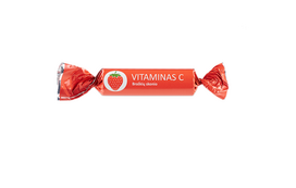 VITAMINAS C Braškių skonio tabletės N10