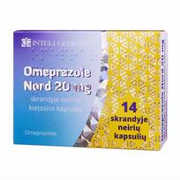 OMEPRALOZE NORD 20 mg skrandyje neirios kietosios kapsulės N14