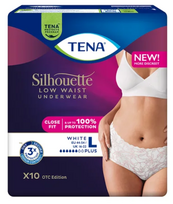 TENA Silhouette Pants+ White L 6 lašai elegantiškos moteriškos sauskelnės-kelnaitės N10