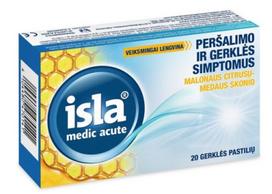 ISLA medic acute citrusų ir medaus skonio pastilės N20