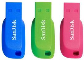 SANDISK 16GB Cruzer Blade USB 2.0 Blue, Green, Pink 3-pack