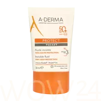 A-Derma A-Derma Protect Pocket Invisible Fluid SPF50+ 30ml dermatologinė veido apsauga nuo saulės