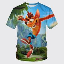 „Crash Bandicoot“ 3D spausdinimas Vaikų vasaros mados laisvalaikio žaidimo marškinėliai Populiariausi animacinių filmų vaikų marškinėliai trumpomis rankovėmis XL
