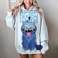 Casual Women's Sweatshirts Kawaii KPop Demon Hunters Prints Pullover Comfortable Oversize Hoodie Autumn Soft  Clothes S