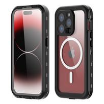 IP68 atsparus vandeniui dėklas IPhone 17 16 15 14 13 Pro Max belaidžiam įkrovimui MagSafe palaikymas Apsauga nuo dulkių Smūgiams atsparus 360 laipsnių pilna apsauga For iPhone 15 juoda