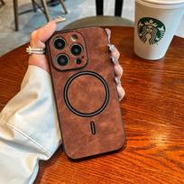 Luxury Leather Magnetic Case For Magsafe For iPhone 15 14 Plus 13 11 12 Pro Max Plush Matte Wireless Charging Cover Accessories For iPhone 14 kava