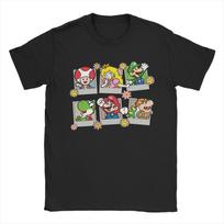 Super Marios Group T Shirt Mens Womens Cotton Novelty TShirt Round Collar Yoshi Toad Princess Peach Tee Shirt Short Sleeve 3XL