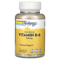 Solaray, Vitaminas B6, 100mg, 120 daržovių kapsulių
