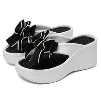 fashion Fashion Bowknot Wedge Flip Flops Women Super High Heels Thick Bottom Eva Slippers Woman Summer Clip Toe Chunky Platform Sandals 35-36