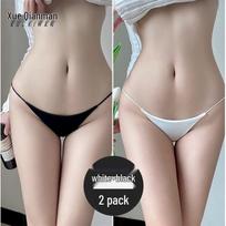 Xueqiman Women's Sexy Ice Silk Thong Briefs 2-Pack S