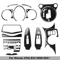 „Nissan 370z z34 2009“ – tikro anglies pluošto modifikuoto interjero lipdukų rinkinys, centrinės konsolės durys, prietaisų skydelis, pavarų dėžė Carbon FiberUqB