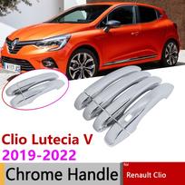 for Renault Clio Lutecia 5 V MK5 BF    2022 Chrome Sturdy Door Handle Cover Car Styling Accessories Protective No Smart ButtonwMa