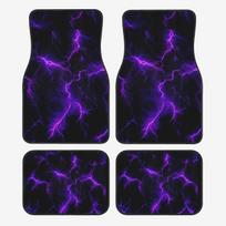 4 violetinio žaibo dizaino automobilio grindų kilimėlių rinkinys - Puiki apsauga visais sezonais, pagaminti iš patvaraus poliesterio, lengva prižiūrėti 4pcs Purple Lightning Pattern