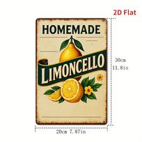 Vintažinis metalinis skardinis ženklas Limoncello Retro Italijos virtuvė Nusidėvėjęs sienų dekoras tamsiai pilka spalva