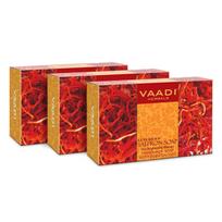 Vaadi Herbals Saffron Skin Brightening Bath Soap With Goat Milk For Face And Body Cleansing Glow Care 75 g X Pack Of 3 Bars