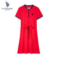 JAV. POLO ASSN.. Moteriška vasarinė liekninanti polo maxi suknelė XS raudona