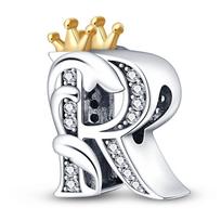 Fit  S925 Original Bracelets Charms Classic Crown 26 Letters Alphabet Charms Beads For Women Fine DIY Wedding Jewelry Gift