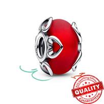 Prabangus S925 sterlinginio sidabro rožinio gėlytės Murano stiklo karoliukas pakabukas Tinka apyrankei, karoliukų vėriniui, briaunotas Murano, pasidaryk pats, moteriški papuošalai