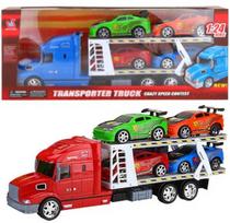 Žaislinis tralas su 4 automobiliais