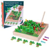 Montessori stalo žaidimas - kirmėliukai ir daržovės sode