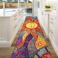 1Pcs Bohemian Sun Totem Runner Mat Vibrant Mandala Design with Multicolor Boho Patterns Washable Washable Area Mat for Kitchen Hallway Living Room 40*60cm